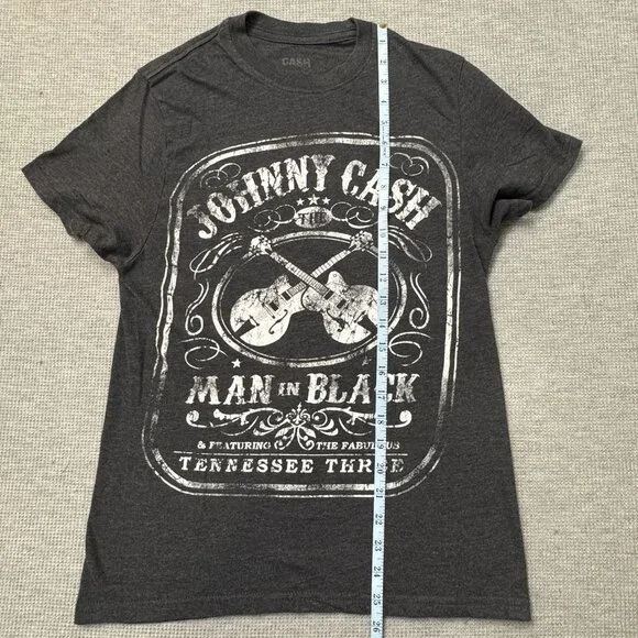 Johnny Cash Man In Black Graphic T-Shirt Short Sleeve Charcoal Gray Adult Small - Picture 8 of 10